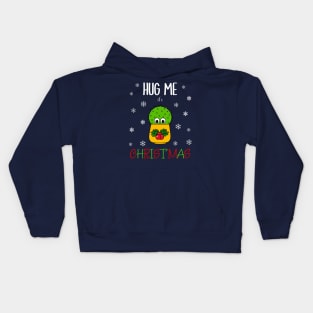 Hug Me It's Christmas - Cute Cactus In Christmas Holly Pot Kids Hoodie